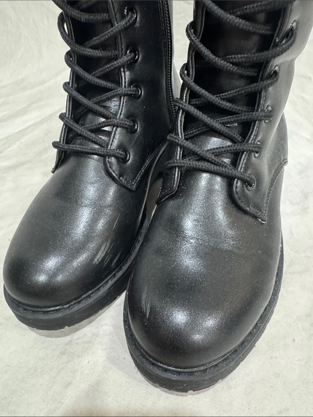 Steve Madden Girls Black Lace-Up Combat Boots